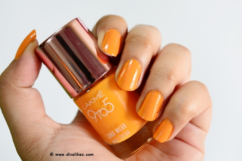 Lakme 9 to 5 Long Wear Nail Color Saffron Space Review Diva Likes