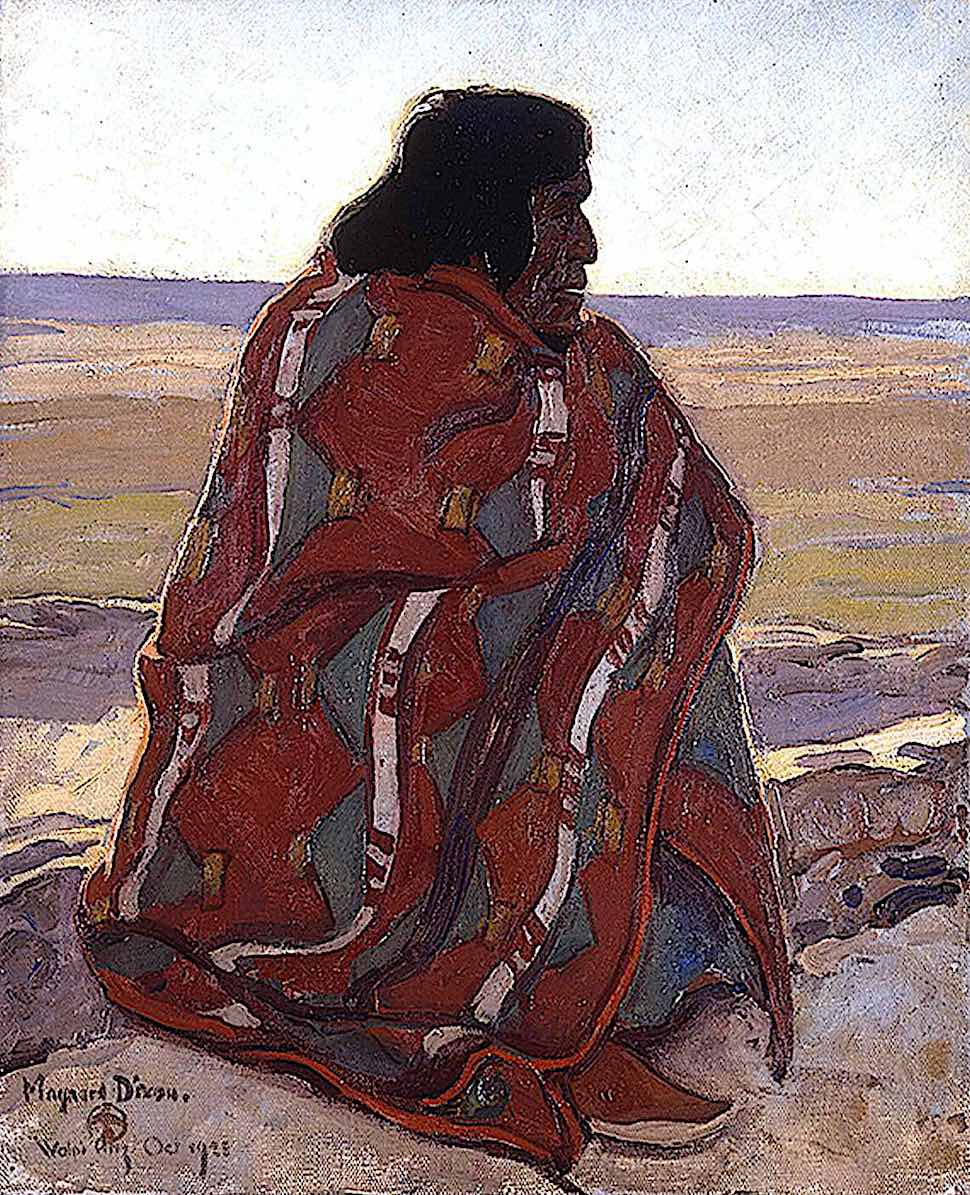 Maynard Dixon 1923 a 1923 Maynard Dixon painting of a seated aboriginal in profile