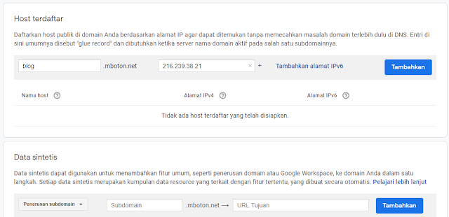 Meneruskan subdomain Anda Domain Google