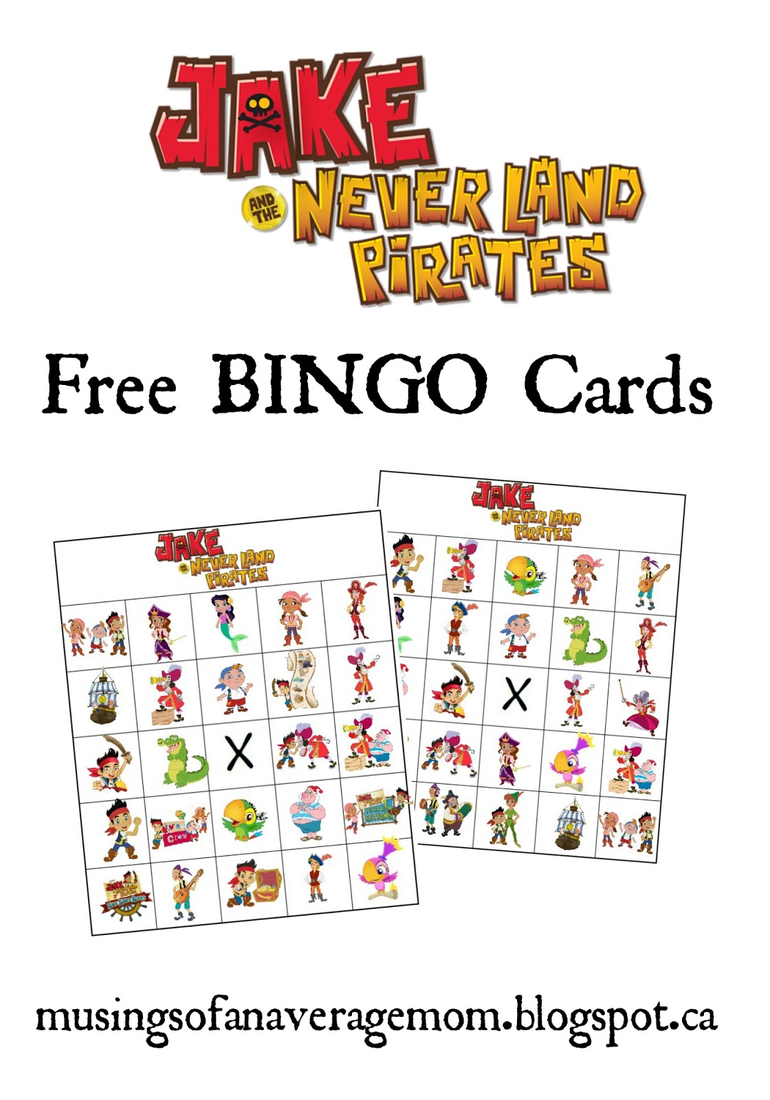 Musings Of An Average Mom Jake And The Neverland Pirates Bingo