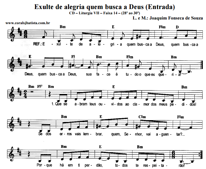 Cantos para Missa Missa do dia 23/10/2016 30º domingo do Tempo Comum