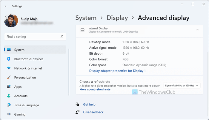 Cómo habilitar o deshabilitar la frecuencia de actualización dinámica (DRR) en Windows 11