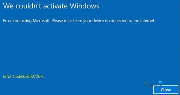 La activación de Windows falla con el código de error 0x8007267C