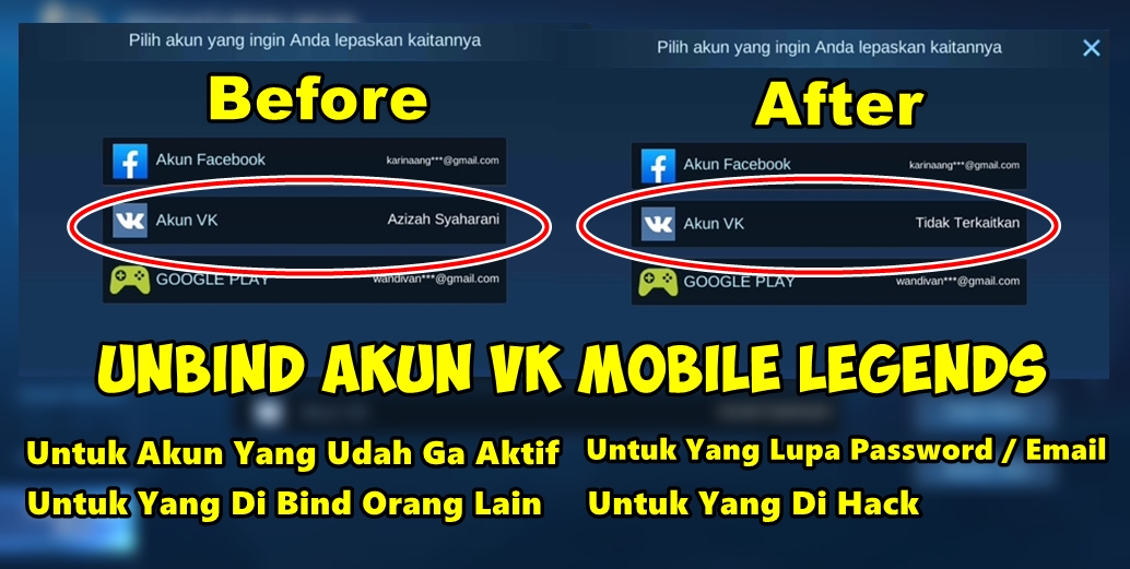 Cara Unbind Akun Vk Mobile Legends Yang Sudah Tidak Aktif