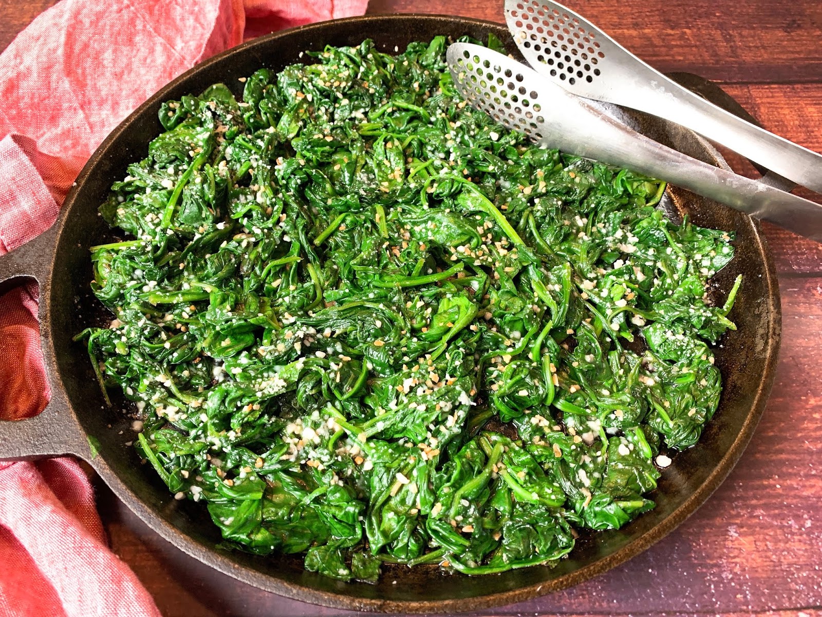 Skillet GarlicParmesan Spinach