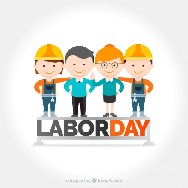 Labor day background with nice workers Free Vector