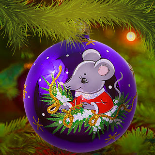 令人愉快的新年问候老鼠和老鼠 2024. 免费，美丽的生活圣诞贺卡在鼠标的一年
