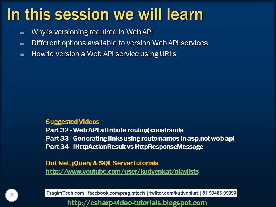 Sql server and c video tutorial web api versioning using uri