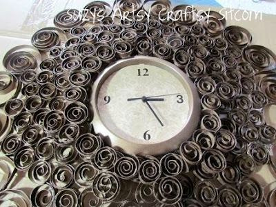 recycled toilet paper tubes faux brass wall clock10