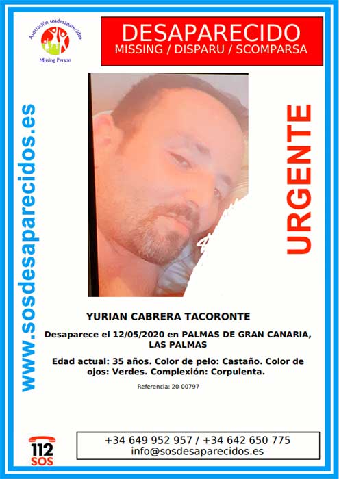 Yurian Cabrera Tacoronte, cuatro meses desaparecido en Las Palmas de Gran canaria