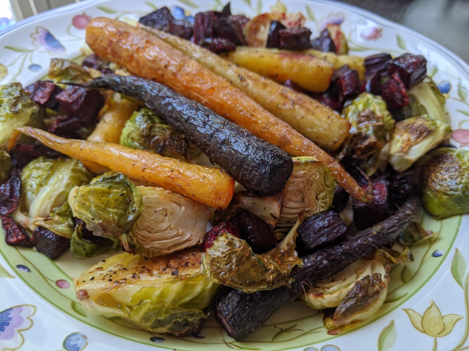 Roasted Beets, Carrots, and Brussels Sprouts