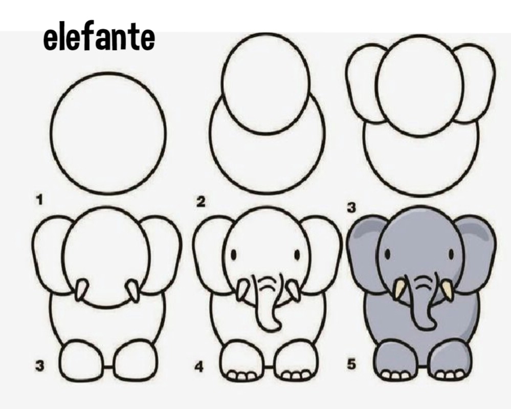 Aprender a dibujar elefante para niños - Colorear dibujos infantiles