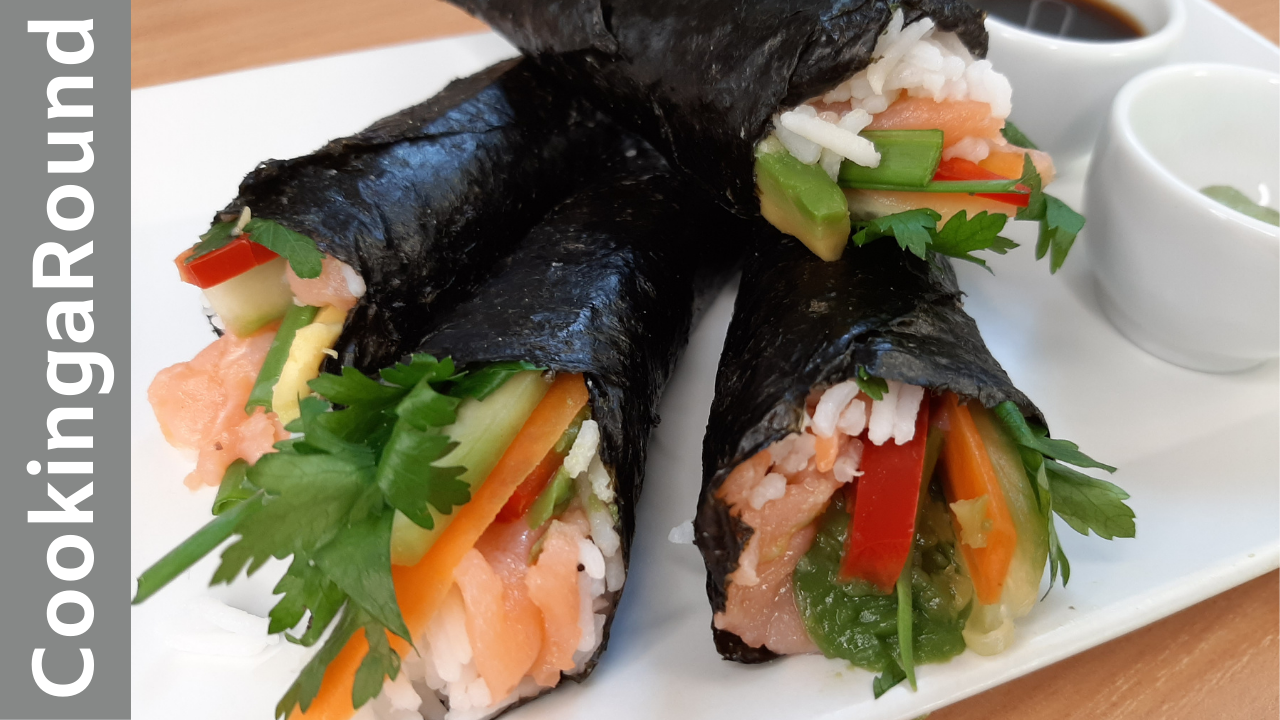 Cookingaround Smoked Salmon Hand Roll With Avocado And Cucumber Recipe