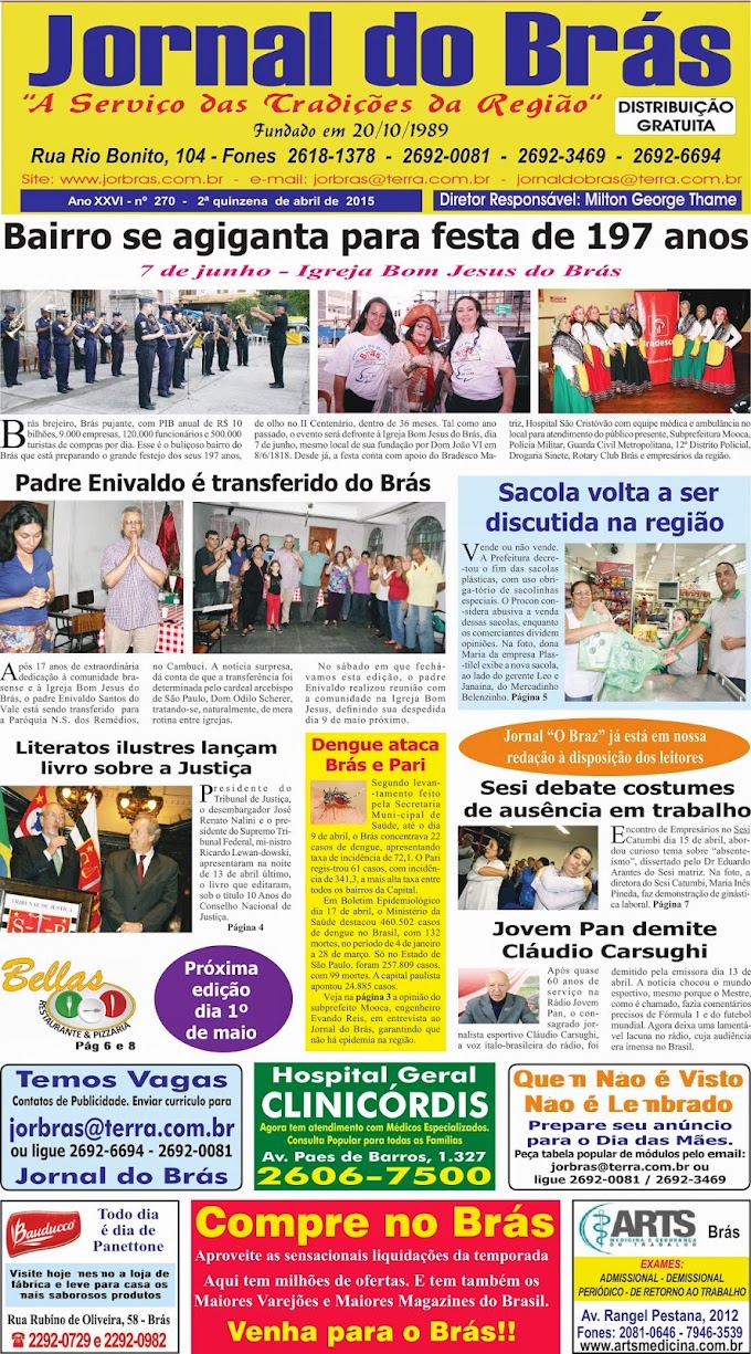 Destaques da Ed. 270 - Jornal do Brás
