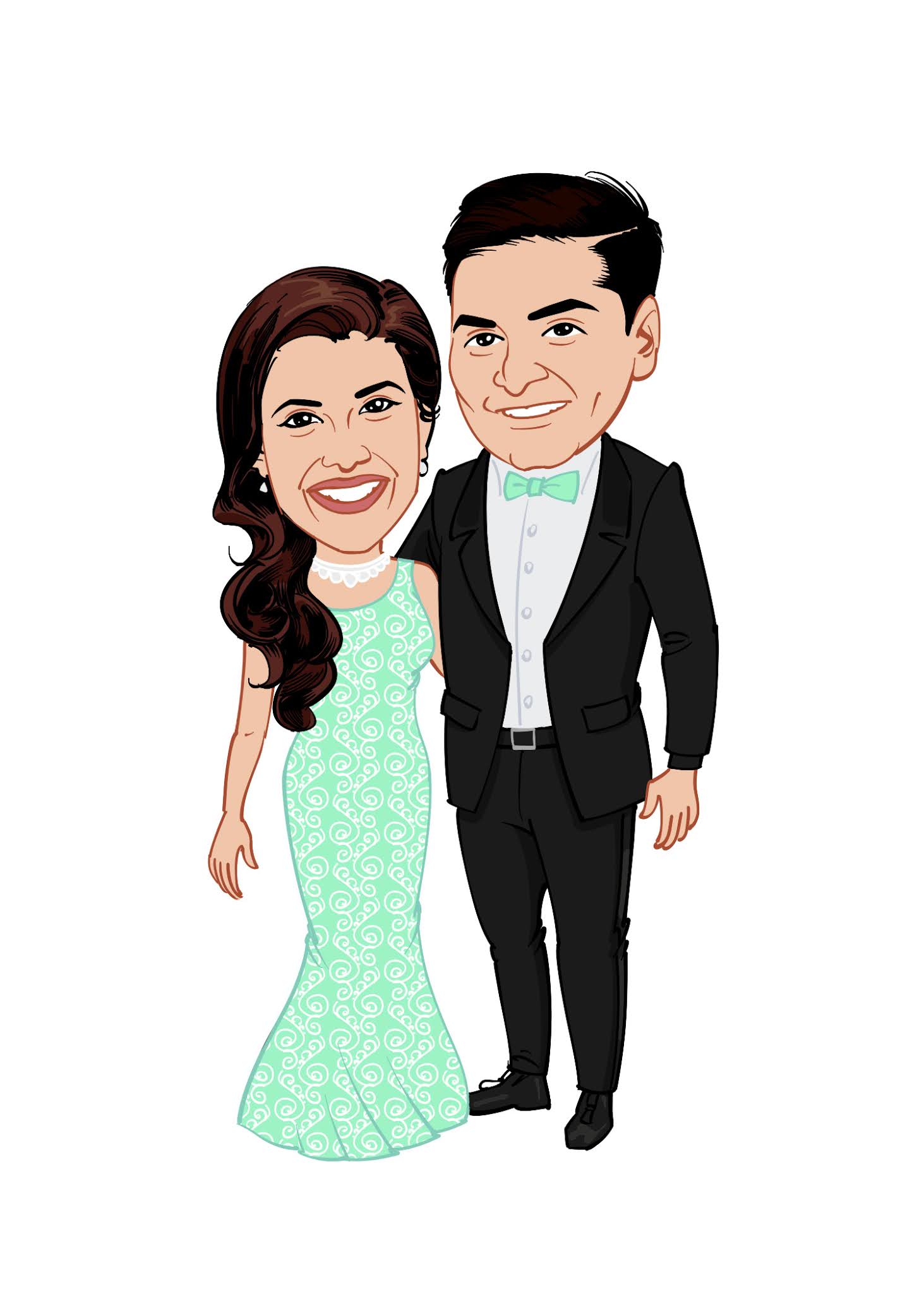 wedding couple caricature