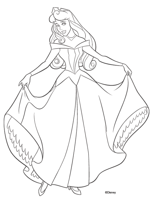 Desenhos e riscos da Bela Adormecida princesa disney para colorir, pintar, imprimir