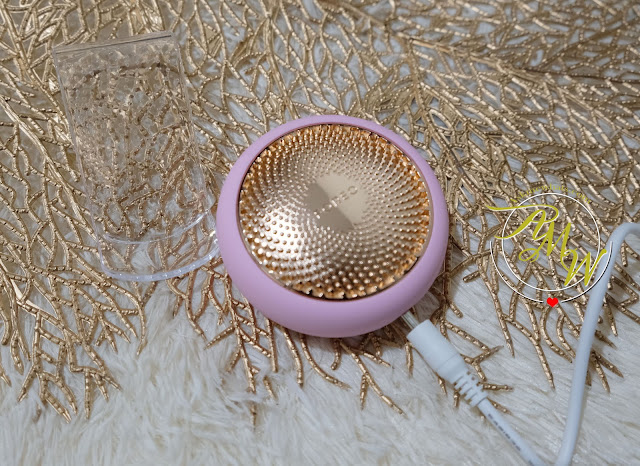 a photo of FOREO UFO Review with before and after photo of skin
