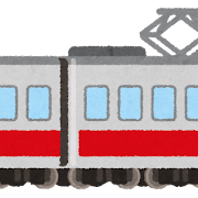いろいろな色の電車のイラスト