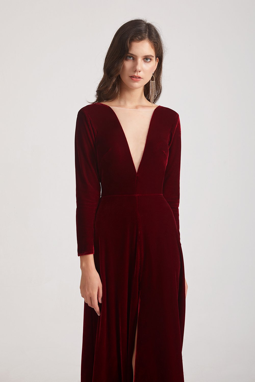 Velvet Long Sleeve Bridesmaid Dress! Pimenta de Açúcar
