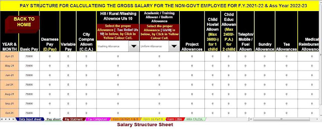 Salary Structure for Non-Govt Employees