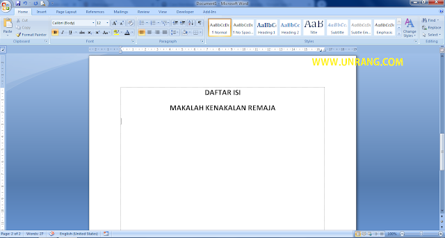 membuat daftar isi di microsoft word