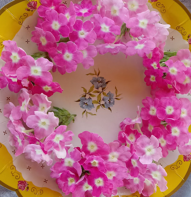 Composición con la flor rosa de la verbena
