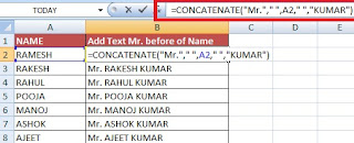 How  to add text to the beginning or end of all cells in Excel in Hindi