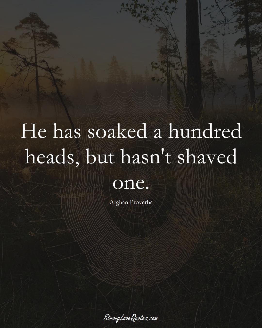 He has soaked a hundred heads, but hasn't shaved one. (Afghan Sayings);  #AsianSayings