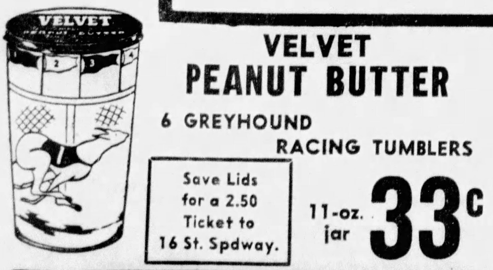 1950's Greyhound Peanut Butter Tumblers Velvet Peanut Butter not Boscul