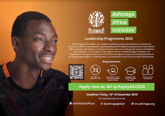 Fully Funded SCHOLARSHIPS to Study Abroad : Ashinaga Africa Initiative 2020 Scholarship Program for Young African Orphans