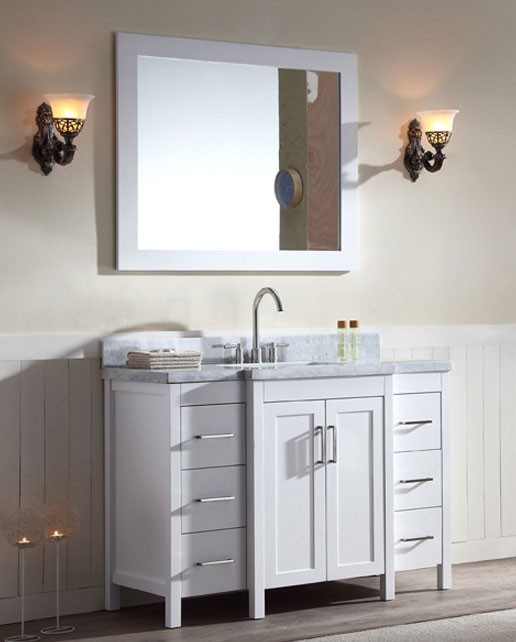 39 inch Contemporary Double Sink Bathroom Vanity Set in White Finish