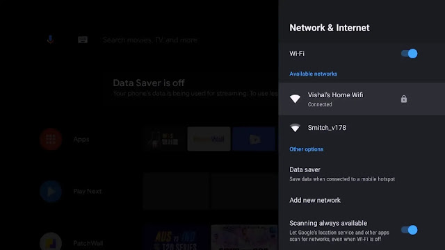 connect with wifi network wifi settings in android tv