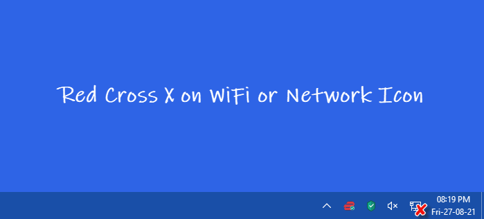 Красный крест X на значке Wi-Fi или сети