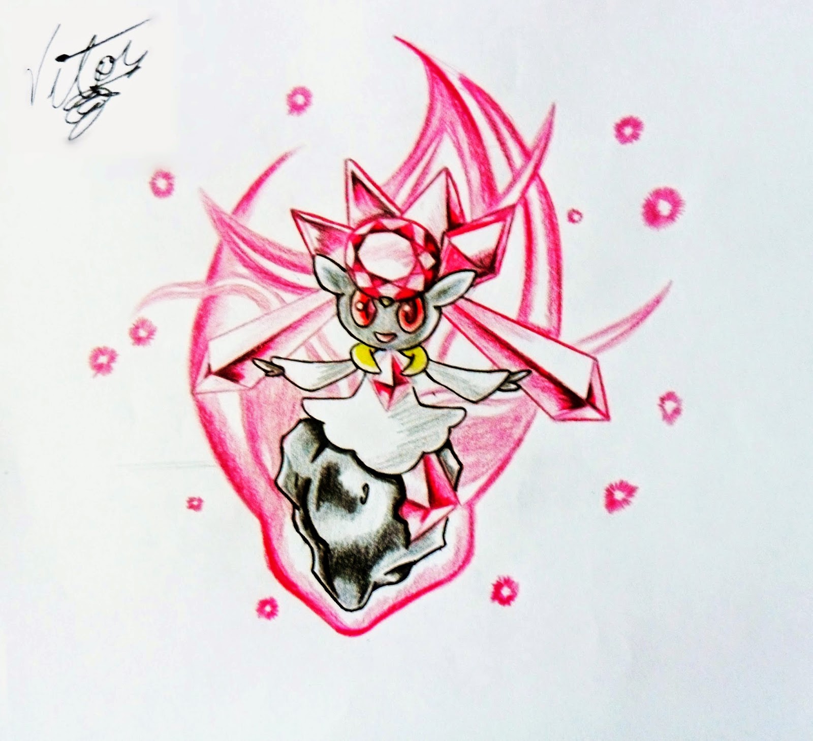 Tutorial de Desenho Diancie + Mega Diancie + Clemont + Cena do Anime