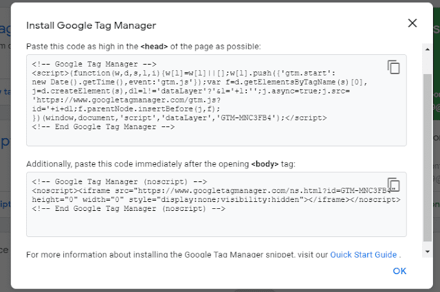 Tag Manager Installation Codes