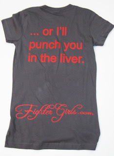 Fighter girls grey shut up or I will punch you in the liver t shirt