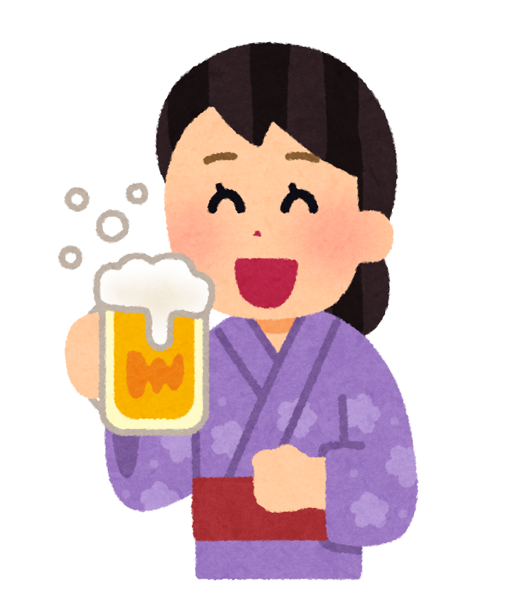 浴衣でビールを飲む人のイラスト 女性 かわいいフリー素材集 いらすとや