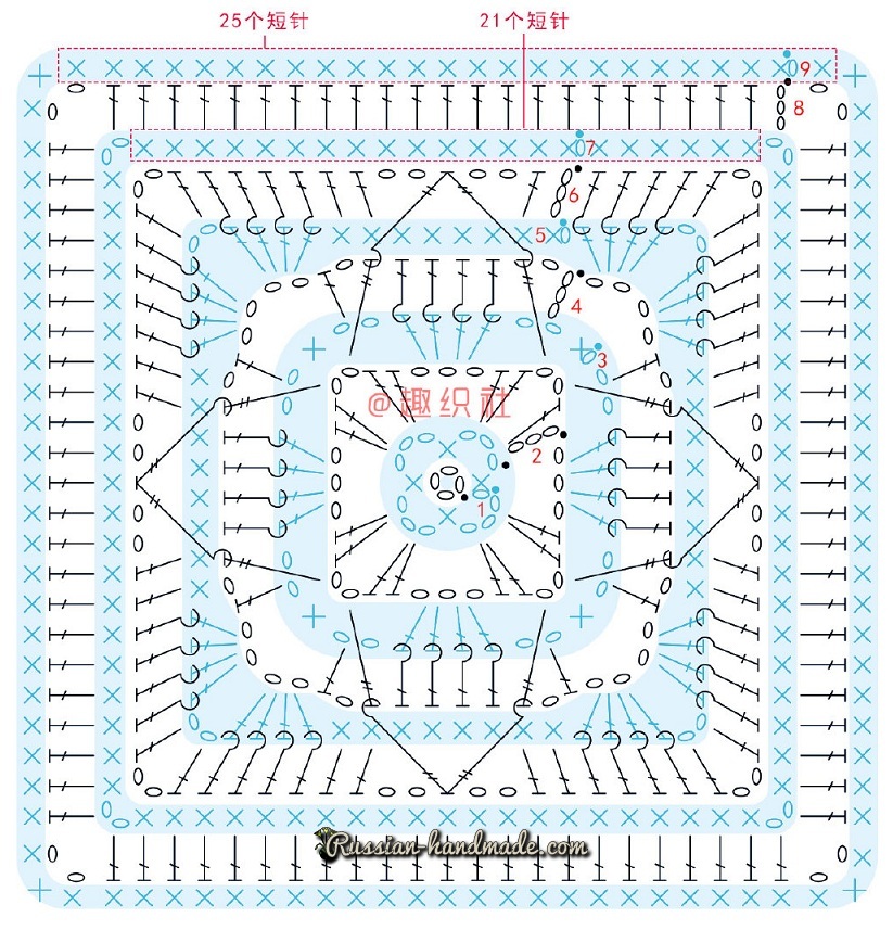 Схема вязания мотива №2