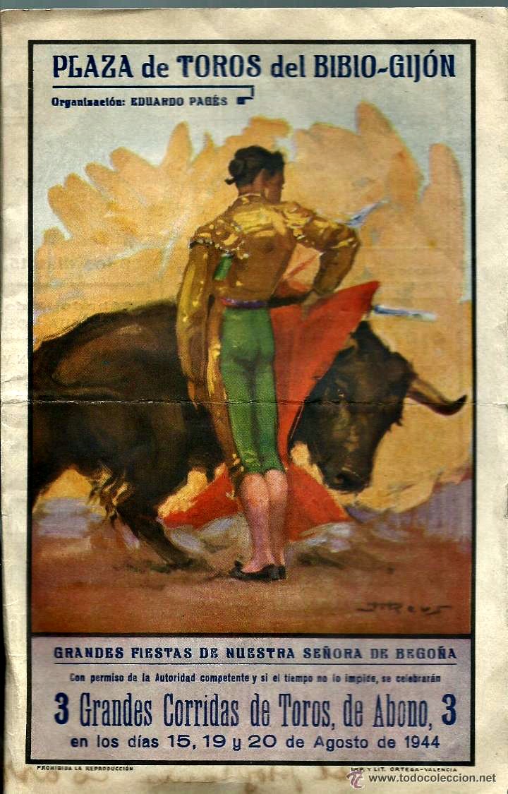 GIJON CARTEL DE TOROS 1944