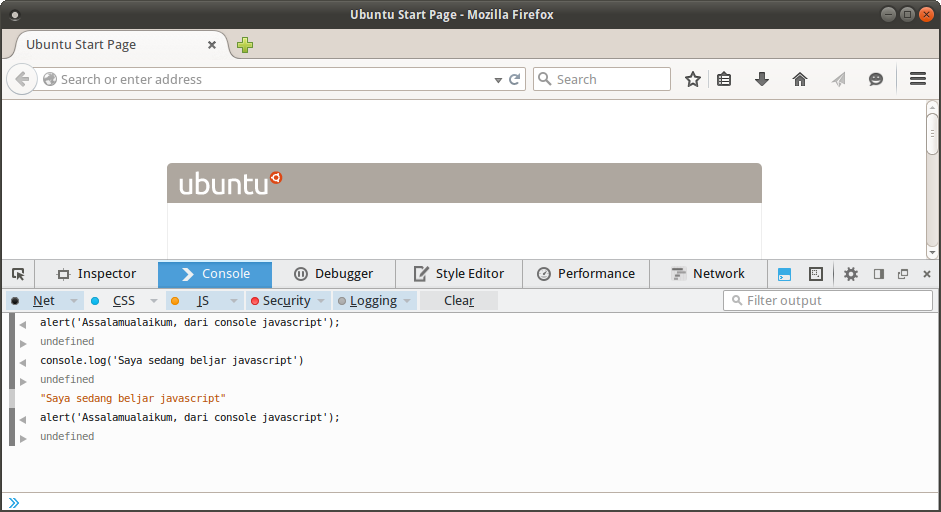 Mozilla Firefox Console