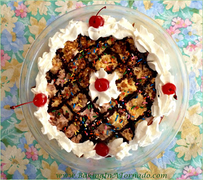Banana Split Pie and Parfait: All the flavors of summer in this dessert that can be served as a parfait or frozen as a pie | Recipe developed by www.BakingInATornado.com | #recipe #dessert
