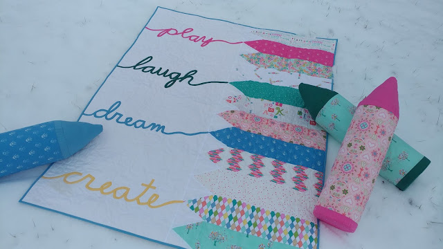 Crayon quilt tutorial with bias tape words