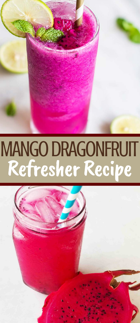 Mango Dragonfruit Refresher Recipe #healthydrink #drinkrecipe #