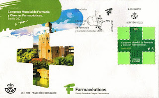 Filatelia - 13 Congreso Mundial de Farmacia - Sevilla 2021 - Sobre Primer día de circulación