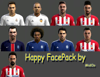 Faces: Carrasco, Fabregas, Feghouli, Gimenez, Ibrahimovic, Juanfran, Siqueira, Vazquez, Willian, Pes 2013