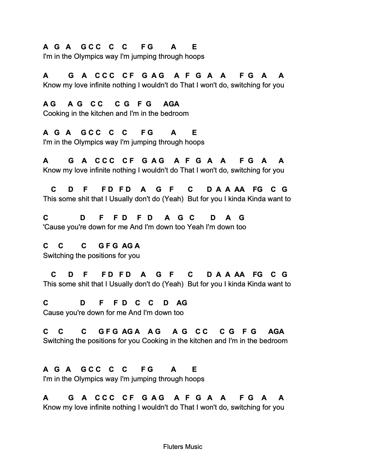 Flute Sheet Music positions