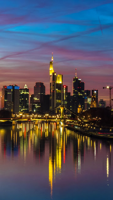 Beautiful Twilight Sky City with architecture and buildings