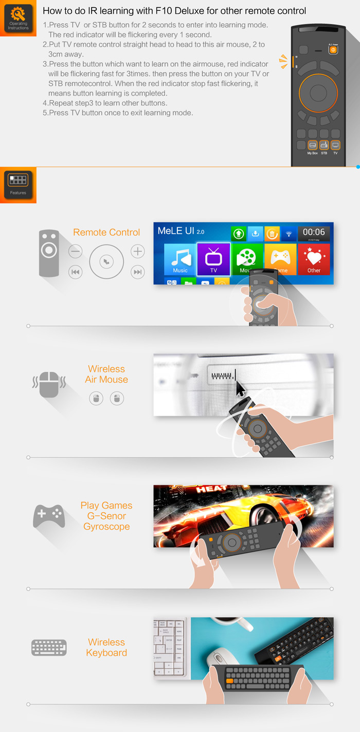 WIFI BOOSTER INTERNET: F10 MELE DELUXE KEYBOARD AIRMOUSE