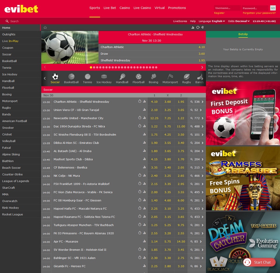 Evibet Screen