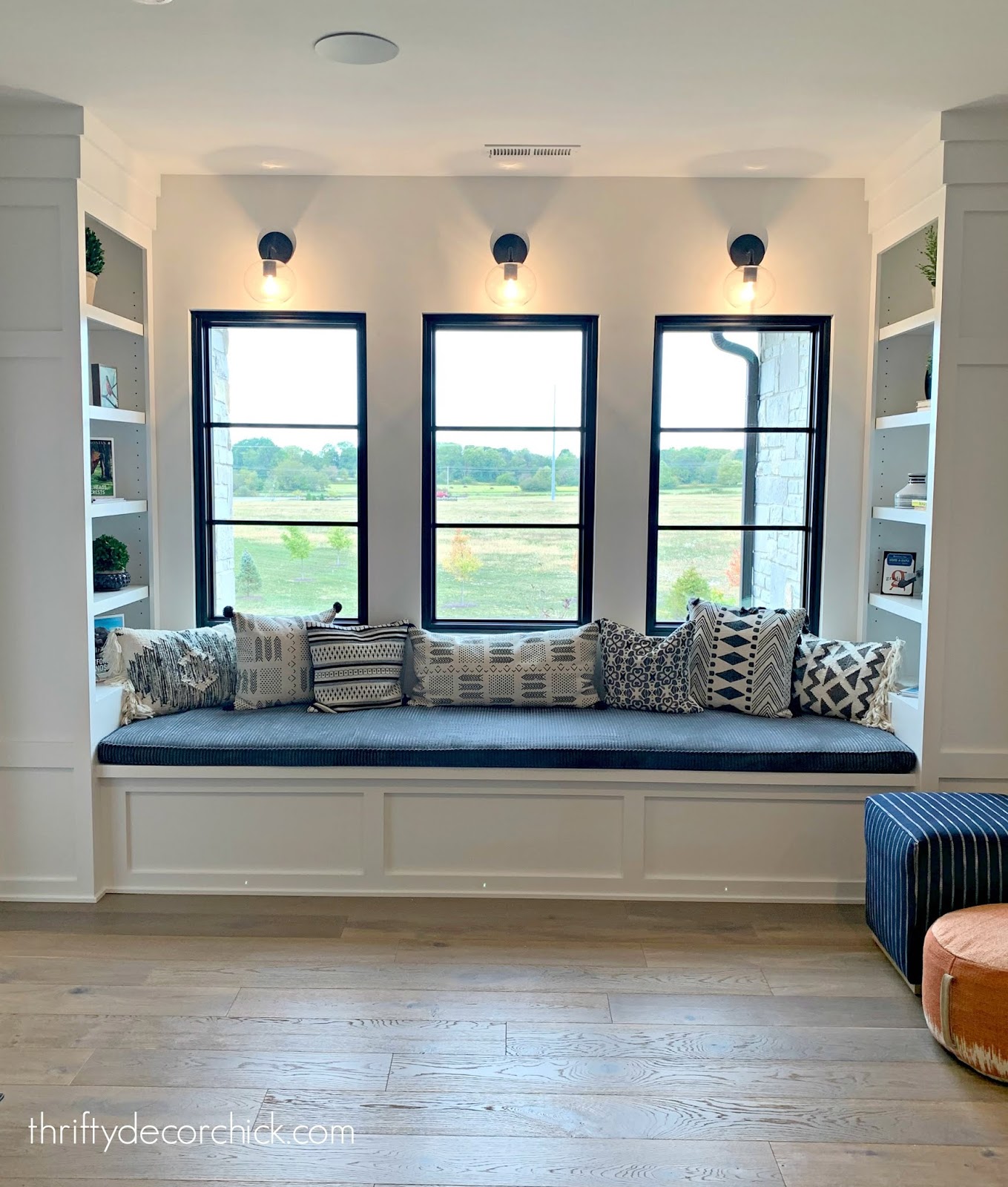 Window seat with built in bookcases 